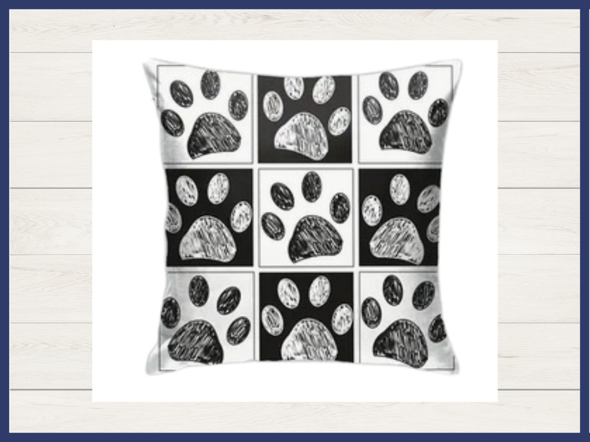 Pillow - Black Paw Prints