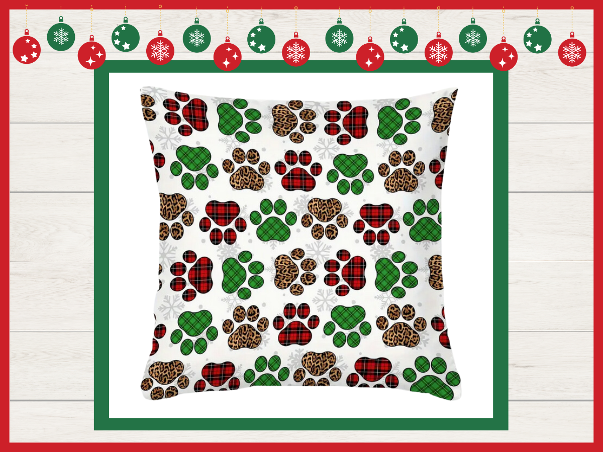 Pillow Covers - Holiday - Red and Green Paws