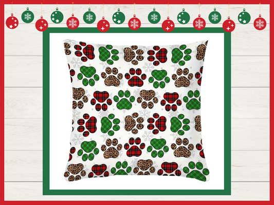 Pillow Covers - Holiday - Red and Green Paws